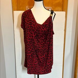 Michael Kors Red Asymmetrical Sleeveless Tank Top